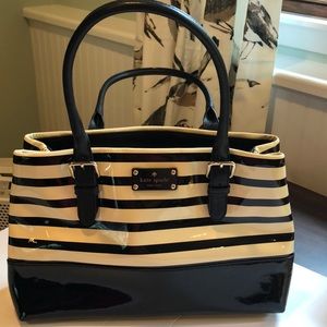 Cream and Black striped tote from Kate Spade.